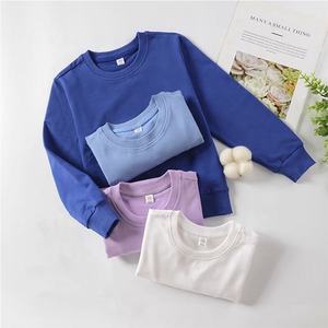 Ensemble de survêtement pour enfants en coton, manches longues, uni, couleur unie, 2 pièces, logo personnalisé tendance, vêtements pour enfants - Product Image 4