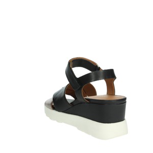Open Toe D45g0c 043cf sandali con tacco nero/oro comode zeppe con cinturino alla caviglia per la primavera/estate con soletta morbida in PU/gomma - Product Image 2
