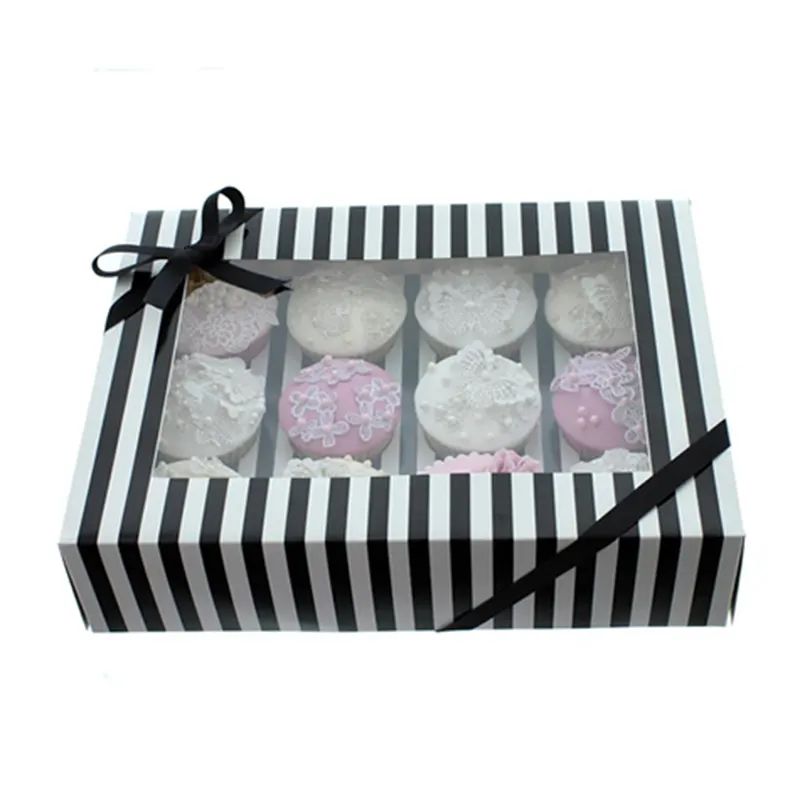 25 미니 컵 케이크 트레이 상자 chilly 취급 선물 상자 쿠키 컵 케이크 베이킹 창 6 구멍 컵 케이크 상자