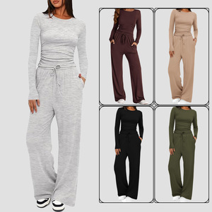 Ensemble de costume décontracté pour femmes à manches longues, couleur unie, tailles SMLXLXXL, style Europe-Amérique, pantalon de travail, tissu 90-95% - Product Image 1