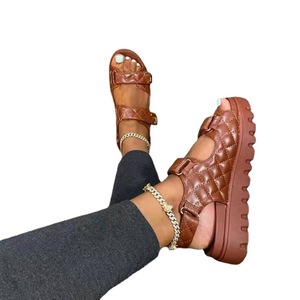 Nouvelles sandales pour femmes à semelle épaisse et grande taille avec fermeture Velcro, style européen et américain, pour l'exportation, sandales à bout ouvert pour femmes - Product Image 5