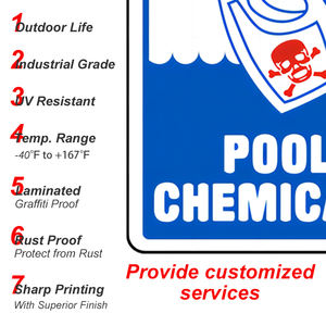 Panneau <span class=keywords><strong>de</strong></span> danger bleu, produits chimiques <span class=keywords><strong>de</strong></span> piscine, matériau en métal aluminium <span class=keywords><strong>de</strong></span> 12 "x 18", couleur accrocheuse, étanche et antirouille, installation facile - Product Image 6