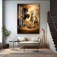 Art mural créatif représentant un cheval, impressions d'art numérique, peintures de portraits, peintures en porcelaine cristalline avec cadres en alliage d'aluminium