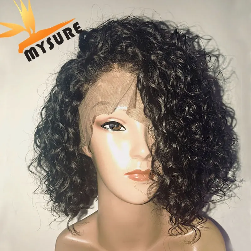 MYSURE best synthet lace front wig synthetic lace front wig black synthetic fiber lace front blend human hair wig