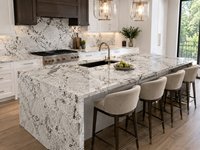 Dalles de granit blanc Alpinus polies pour comptoirs de cuisine, dessus de meubles de salle de bain, revêtements muraux, marches d'escalier, dessus de tables à manger