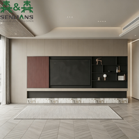Mueble de TV Moderno Minimalista SLS con Chimenea, Consola Multimedia Integrada de Mármol de Lujo, Retroiluminación LED, Muebles Personalizados