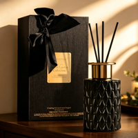 Diffuseur de parfum en verre noir de qualité supérieure, ensemble de 100 ml, écologique, diffuseur d'arômes longue durée pour la décoration intérieure et les cadeaux souvenirs