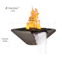 COLING Moderne Edelstahl Wasserfall Outlet Feuer und Wasser Schüssel Neue Propan Erdgas Feuerstelle für Pool