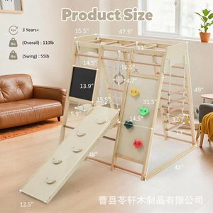 Estructura de escalada, columpio de madera maciza ensamblado para niños, para interiores del hogar, con anillo colgante, para parques infantiles y centros comerciales. - Product Image 4