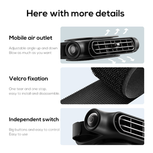 Ventilateur de voiture sans pales rechargeable USB portable pour appuie-tête – Ventilateur universel pour appuie-tête et siège arrière de voiture - Product Image 4