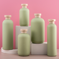 Vente en gros 300ml 500ml HDPE coin arrondi vert clair bouteille de pompe à émulsion de grande capacité ensemble de bouteilles de shampooing