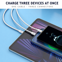 Kabel Pengisian Cepat USB C 3 in 1 Grosir, Kabel Data Multi Pengisian untuk Ponsel Tablet Perangkat Tipe C