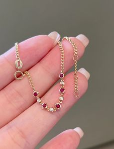 Bracelet à breloques Xinfly Dainty en or 18 carats avec diamants naturels et rubis véritables, chaîne cubaine, bijoux de mode pour fête ou cadeau - Product Image 2