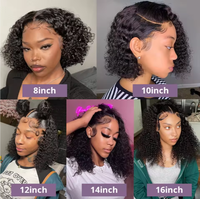 Raw birmano Pixie Bouncy rizado encaje frente pelucas onda profunda HD Frontal corto cabello humano Bob pelucas para mujeres