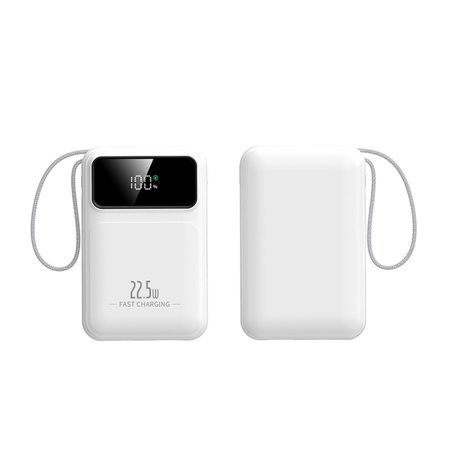 20000mAh Power Bank 22.5W Fast Charging Built-in USB C Cable LED Display Portable Battery Pack for Laptop Phone