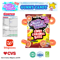 Assortiment de mélanges de fruits personnalisés Chewy Fruit Sweet Caramel aromatisé Cannelle Pêche Anneau Gummy Fruity Saveur Cadeau Emballage de bonbons