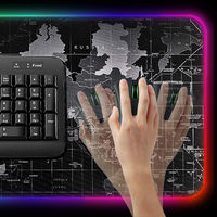 Tapis de souris de jeu RGB en caoutchouc naturel avec carte du monde, impression par transfert thermique, logo personnalisé, 800x300x3mm, repose-poignet non chauffant, en stock