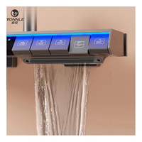 Ensemble de douche et robinetterie numérique en acier inoxydable avec tête de douche et système de robinetterie à noyau de valve en céramique, fonction pause et modes de jet