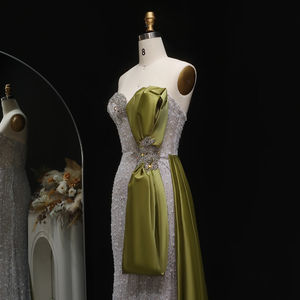 ชุดราตรีทรงเมอร์เมดสีเขียวมะกอกแบบสายเดี่ยวประดับมุก รุ่น Jancember LSZ617 สำหรับงานเลี้ยงกลางคืนหรืองานพรอม - Product Image 5