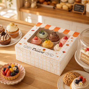 Custom Printed Paper <b>Box</b> Packaging with <b>Clear</b> Window Scalloped Lid Dessert Gift <b>Box</b> for <b>Cake</b> Candy Chocolate Cookies Wholesale - Product Image 6