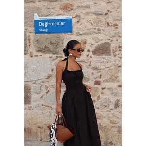 Robe de soirée vintage noire Corfu, sans bretelles, longueur genou, avec fermetures éclair, tissu en spandex et doublure brodée pour le printemps, taille XL - Product Image 5