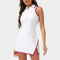 Ensemble 2 pièces de sport respirant en Spandex/Nylon : Robe de tennis urbaine unie et combinaison sportive à demi-zip – Vente en gros