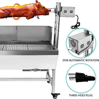 Grill Rotisserie Commercial Électrique en Acier Inoxydable 50KG pour Agneau, Porc, Cochon, Barbecue au Charbon de Bois