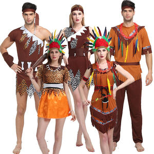 2024 Halloween aborigen Cosplay disfraces adulto gris indio salvaje mascarada espectáculo bosque cazador vestido rendimiento desgaste disfraz - Product Image 4