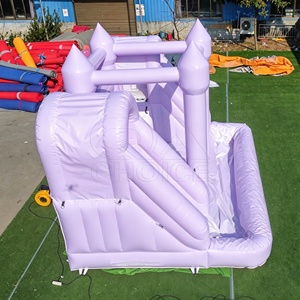 Castillo Inflable Morado Claro 3 en 1 con Tobogán y Piscina de Pelotas, Castillo Hinchable Macaron con Capacidad para 3-5 Personas, Ideal para Alquiler en Fiestas y Bodas - Product Image 4