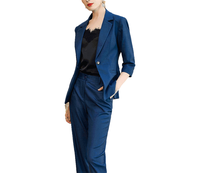 Robes de bureau formelles pour femmes, costumes élégants, costumes sexy et couleur personnalisée bleu blanc, production sur mesure