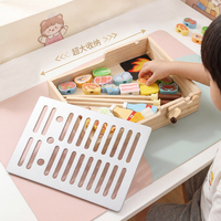 어린이 나무 놀이집 바베큐 주방 장난감 세트 시뮬레이션 꼬치 뒤집기 퍼즐 장난감 부모-자녀 상호작용 조기 교육 장난감