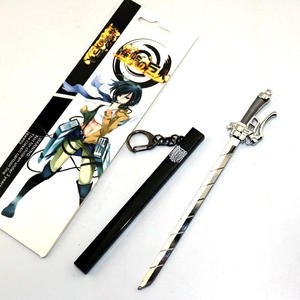 17cm Anime Attack on Titan Scout Regiment cuchillo espada llaveros Eren Jaeger arma llavero de Metal - Product Image 2