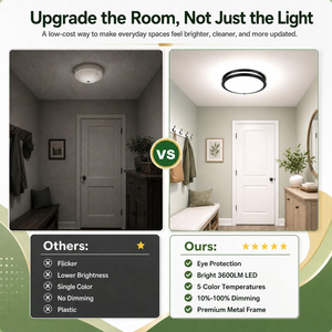 Plafonnier <span class=keywords><strong>LED</strong></span> ultra-plat ETL Energy Star à encastrer, noir, dimmable, double anneau, <span class=keywords><strong>plaque</strong></span> lumineuse <span class=keywords><strong>LED</strong></span> - Product Image 3