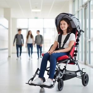 Sedia per Riabilitazione Pediatrica <span class=keywords><strong>PCI</strong></span>, Sedia a Rotelle per Paralisi Cerebrale (PCP) Tutto Terreno con Accessori Invernali, Pieghevole - Product Image 1