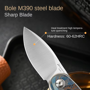 Coltello Tascabile PioneerEDC in Acciaio M390, Coltello Pieghevole in Titanio Gr5, Alta Durezza, Multifunzionale per Sopravvivenza e Uso Esterno - Product Image 5