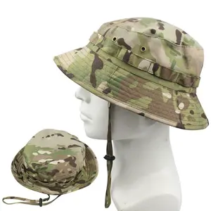 FF2383 Camouflage Summer Outdoor Boonie Hat Hunting Hiking Beach Safari Visor Cap Wide Brim Camo Fishing Bucket Sun Hat