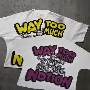 Camiseta con estampado Dtg de estilo callejero de gran tamaño personalizada Camiseta cuadrada de algodón de alta calidad unisex - Product Image 1