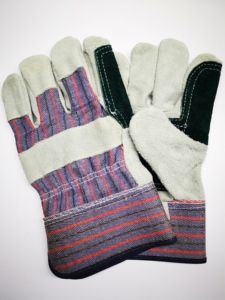 Taller de mantenimiento mecánico, guantes de trabajo de cuero dividido de piel de vaca reforzada con tela trasera a rayas con puño de seguridad de goma - Product Image 6