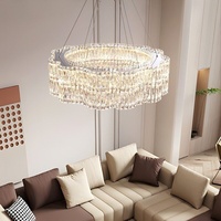 Lustre en cristal pour salle à manger, nouvelle arrivée, luminaire suspendu de luxe, style italien moderne minimaliste, LED, acier inoxydable, verre, bar