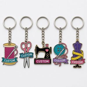 Llaveros Personalizados al por Mayor de Alta Calidad con Diseño de Aguja, Hilo y Tijeras, Souvenir para Sastres y Costureros - Product Image 1