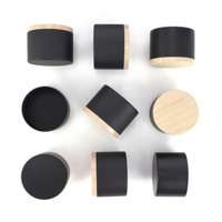 Boîte cylindrique en fer blanc mat noir et blanc de 4 oz avec couvercle en bois grainé pour bougies parfumées, fabrication de pots à bougies, emballage cadeau, vente en gros