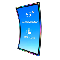 Nuevo Monitor de Pantalla Táctil Curva Capacitiva de 55 Pulgadas con Interfaz DVI, Monitor para Juegos con Retroiluminación LED