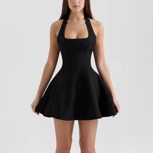 เดรสยาวสีดำ รุ่นโบว์ ปี 2025 สำหรับผู้หญิง สไตล์หรูหรา ลำลอง เหมาะสำหรับงานเลี้ยงค็อกเทล ฤดูร้อน ดีไซน์แบบต่อผ้าทรงเอไลน์ เป็นมิตรต่อสิ่งแวดล้อม ซักได้ ผลิตด้วยวิธีการทอผ้าที่เป็นมิตรต่อสิ่งแวดล้อม - Product Image 2