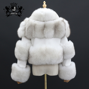 Giacca in pelliccia da donna a manica lunga in <span class=keywords><strong>vera</strong></span> pelliccia di volpe con pelliccia invernale in <span class=keywords><strong>vera</strong></span> <span class=keywords><strong>pelle</strong></span> - Product Image 2