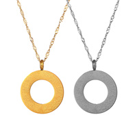 Collier pendentif musulman rond creux à vendre chaud, plaqué or 18 carats, chaîne à vagues d'eau, acier inoxydable, collier islamique