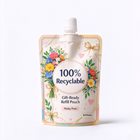 Pochette de recharge cosmétique recyclable avec bec verseur pour shampoing, après-shampoing, lotion, soins de la peau et gel douche – Emballage souple