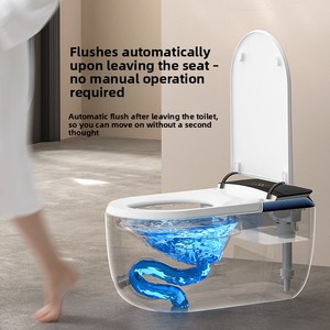 WC intelligent tout-en-un avec couvercle relevable entièrement automatique, bidet double fonction (position accroupie ou assise), en céramique, à poser au sol, avec siège chauffant et télécommande 80 - Product Image 5