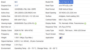 Pantalla LCD Industrial Original Nueva en Stock NL10276AC30-42D de 15 Pulgadas, 1024*768, 600nits, LVDS de 20 Pines con Controlador LED - Product Image 2