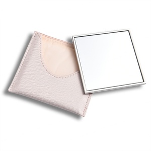 Espejo de Maquillaje Cuadrado Metálico Personalizado de una Sola Cara con Bolsa Protectora de PU con Diseño - Product Image 4