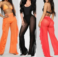 SFY736 2025 Pantalon sexy transparent tendance pour femmes, pantalon moulant sexy, superposition en maille, pantalon large, pantalon pour femmes, sexy
